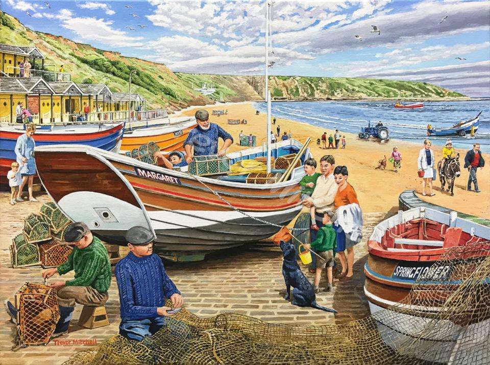 Plajă și pescari jigsaw puzzle online