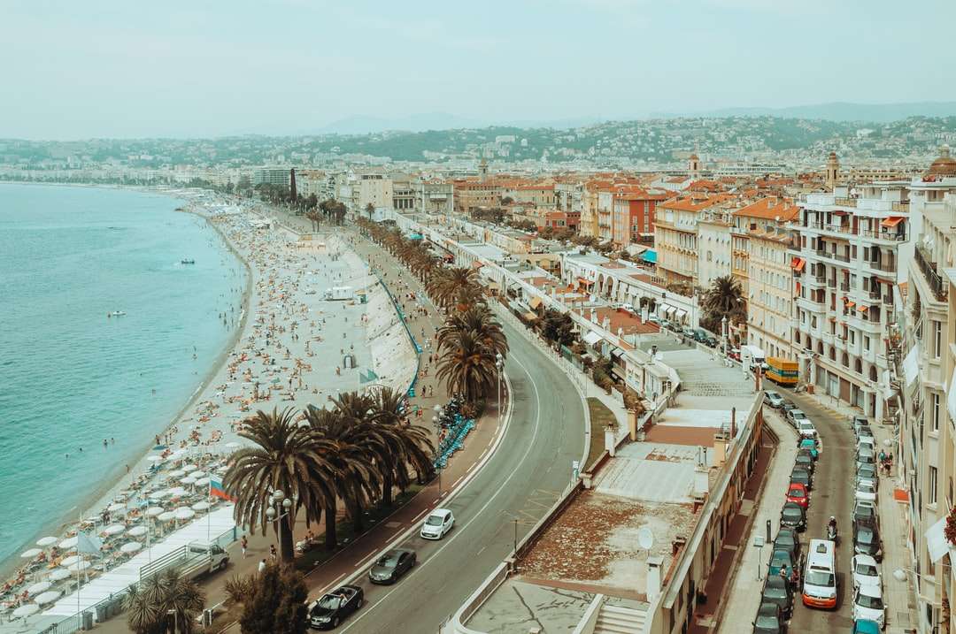 vista aérea dos edifícios da cidade perto do mar durante o dia puzzle online