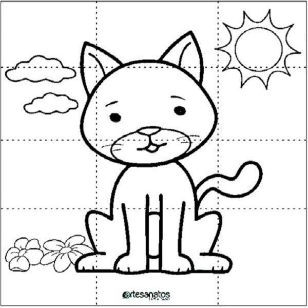 31+ Desenhos de Gato Xadrez para Imprimir e Colorir