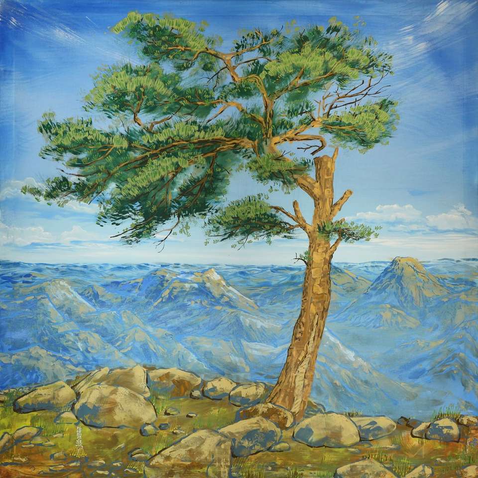 albero marrone sulla montagna rocciosa durante il giorno puzzle online