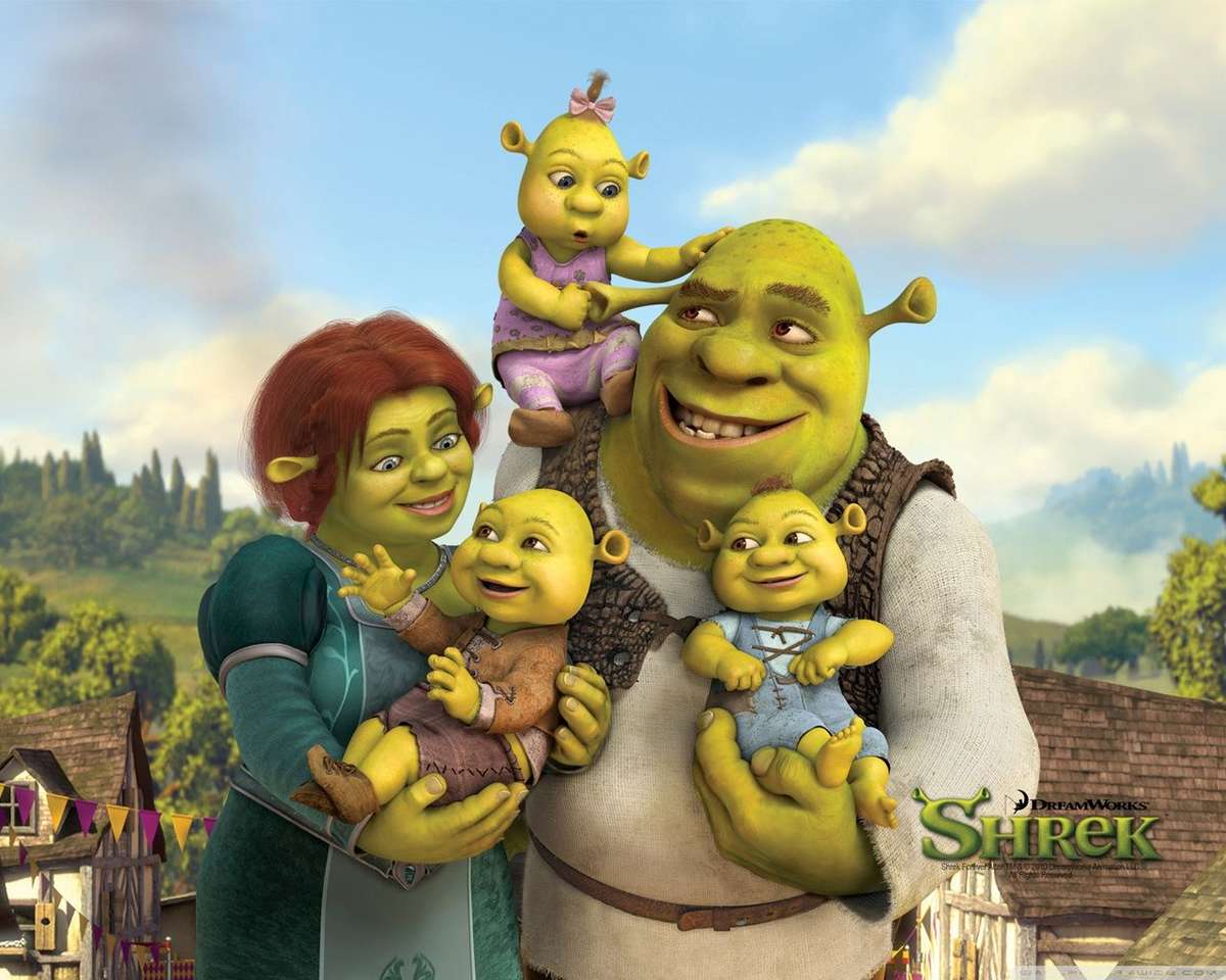 Shrek a Fioniny děti skládačky online