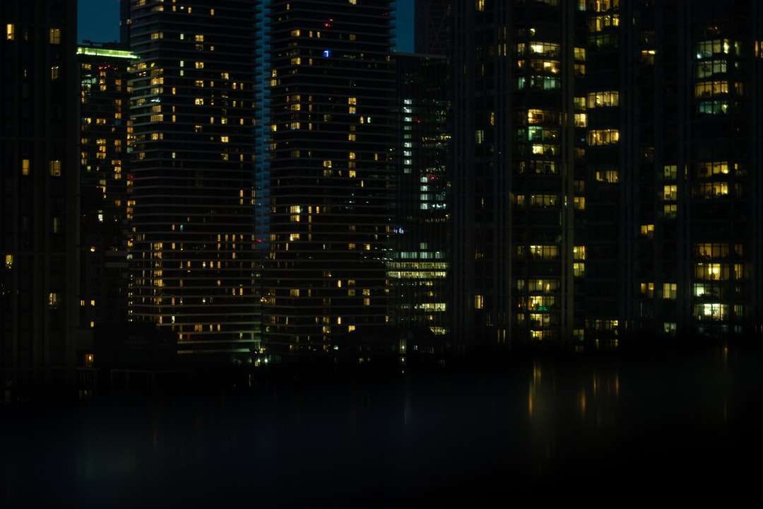 high rise buildings during night time jigsaw puzzle online