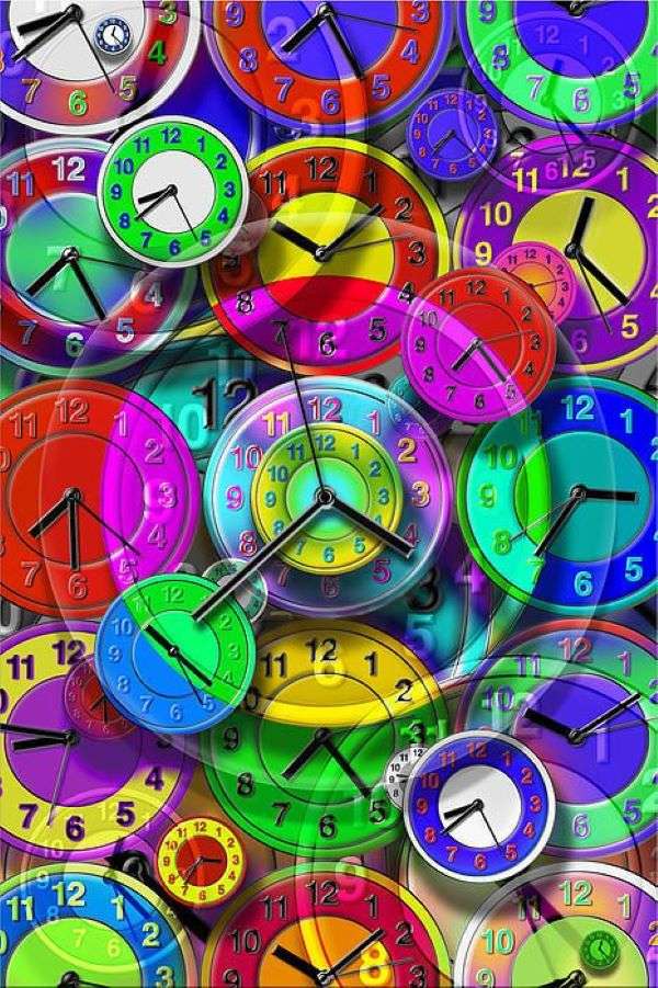 Колекция цветни часовници онлайн пъзел