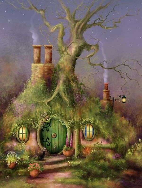 Maison de Hobbit du monde de conte de fées puzzle en ligne