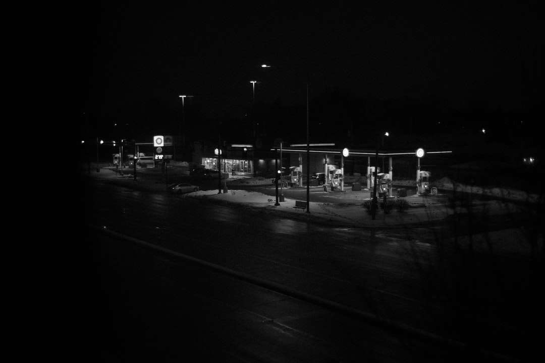 grayscale photo of street lights online puzzle