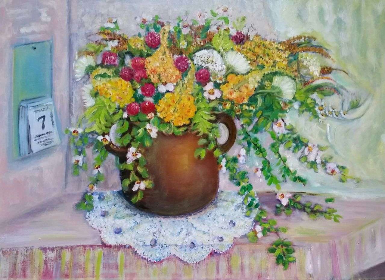 Gemälde Oma's Blumenstrauss Online-Puzzle