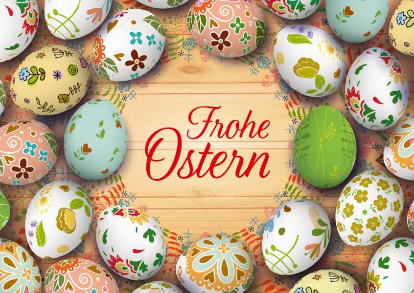 Easter colorate ouă de Paști cu salut de Paști jigsaw puzzle online