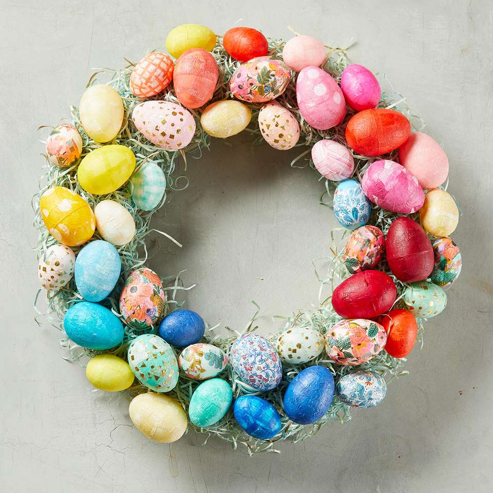 Velikonoční velikonoční věnec na zeď skládačky online