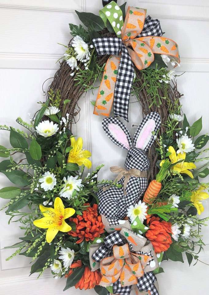 Húsvéti húsvéti koszorú a falon kirakós online