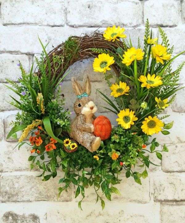 Velikonoční velikonoční věnec na zeď skládačky online