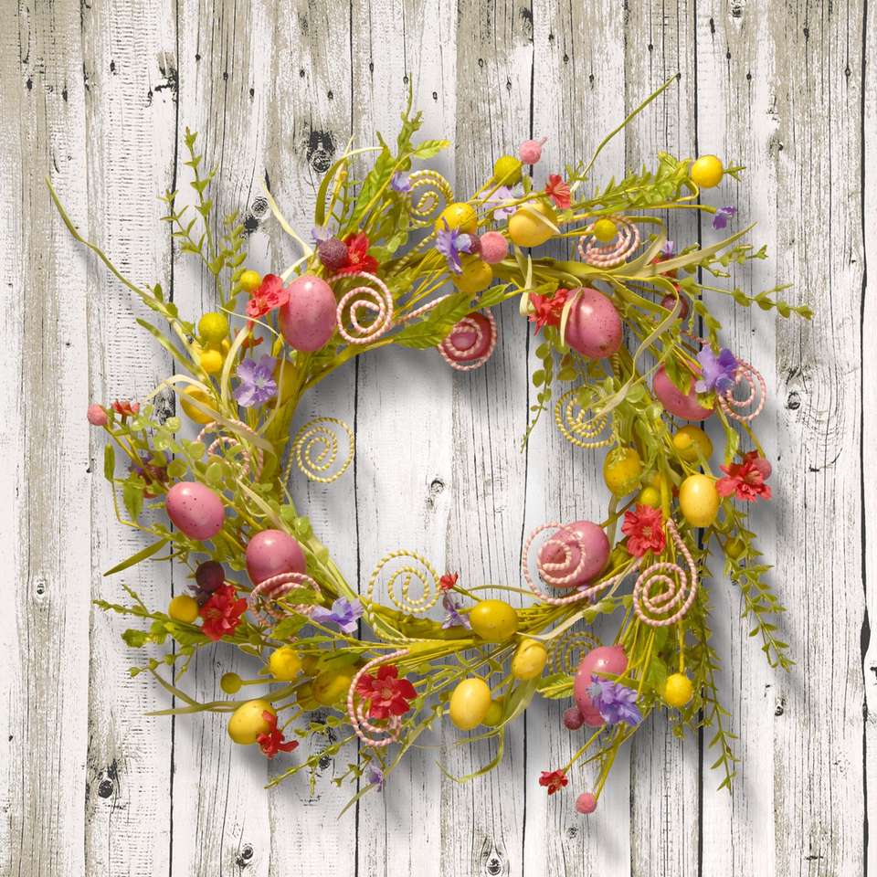 Pasqua Corona di Pasqua sul muro puzzle online
