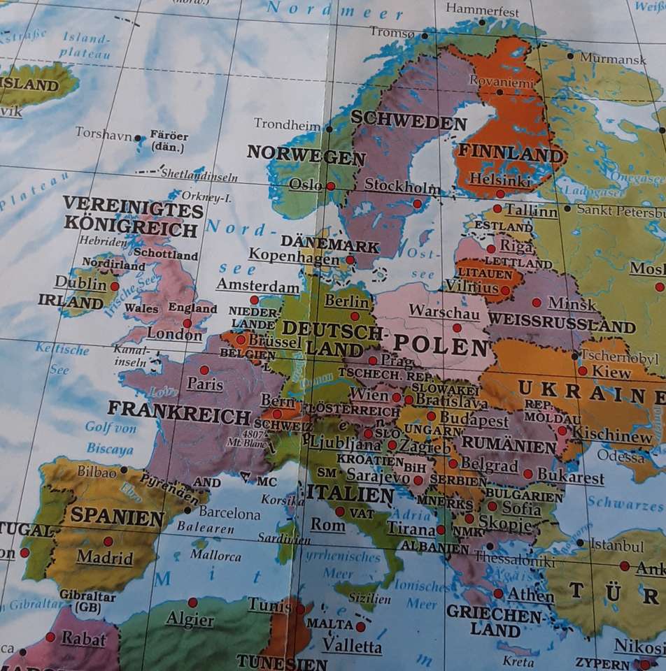Mapa Evropy skládačky online