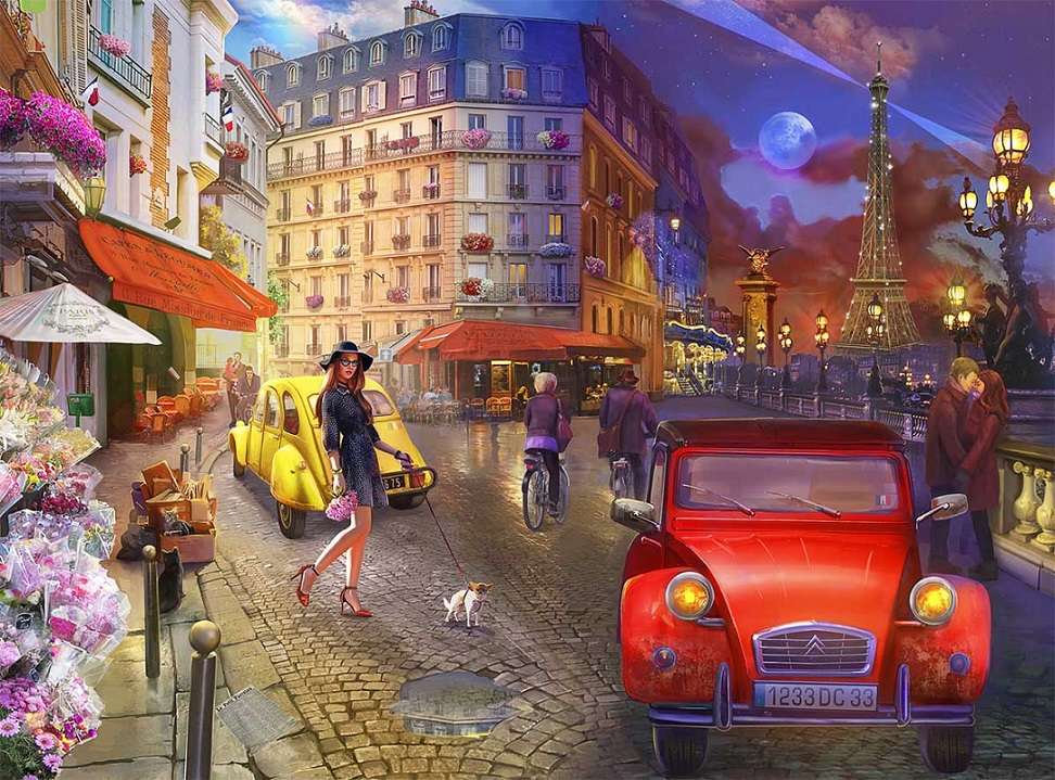 Straße in Paris. Puzzlespiel online