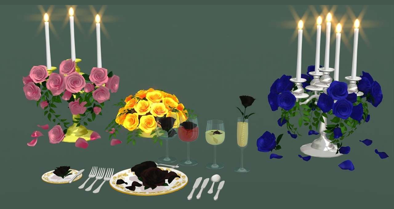 Abendessen bei Kerzenlicht Online-Puzzle