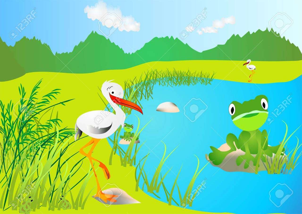 Stork and frog jigsaw puzzle