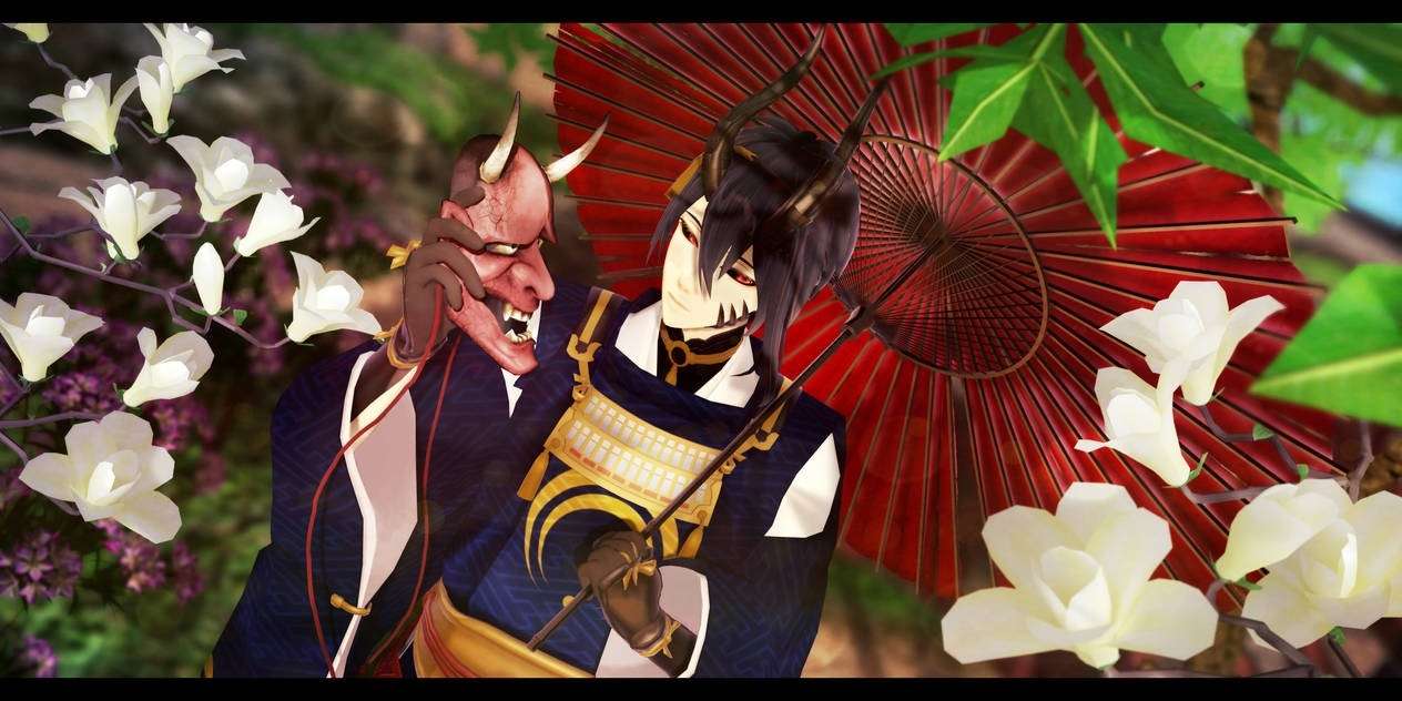 Mikazuki с демоничен вид онлайн пъзел