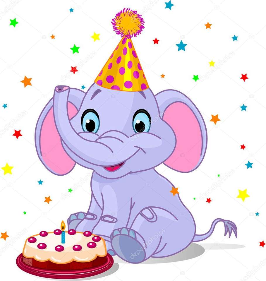 Elefant med tårta pussel på nätet