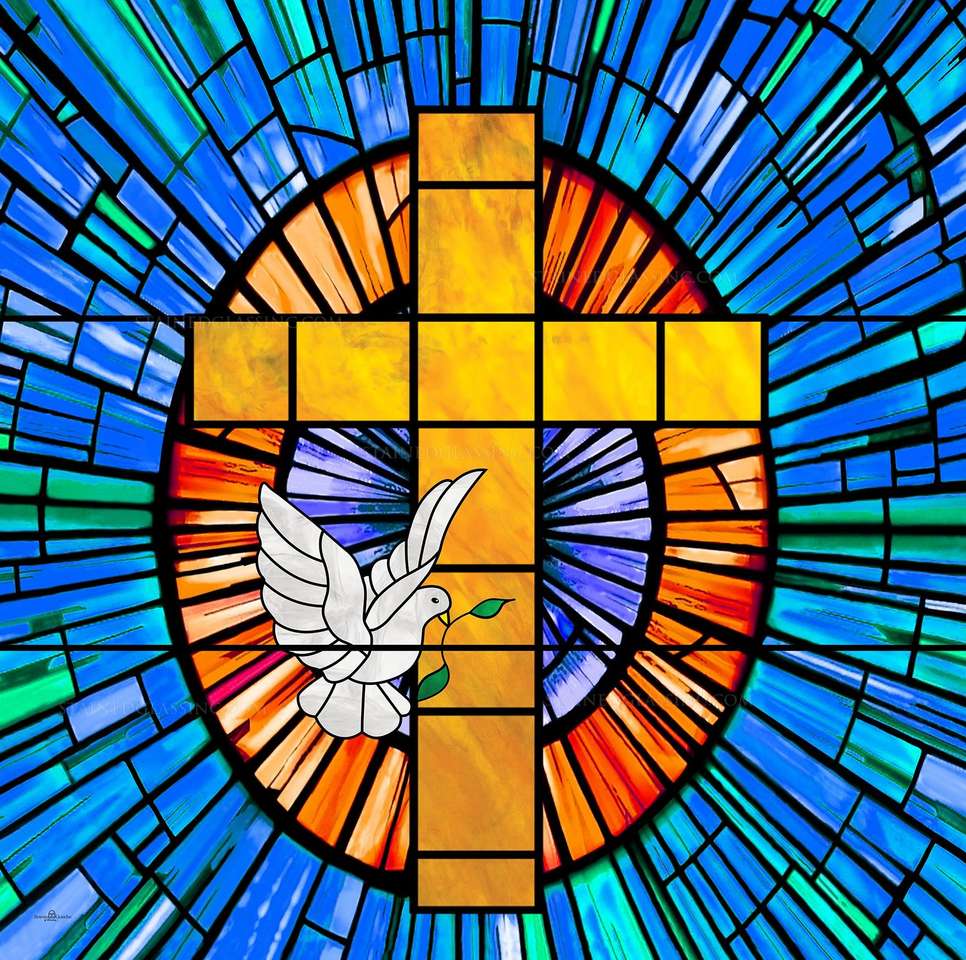 Templomüveg ablak kereszt Hl. Szellem online puzzle
