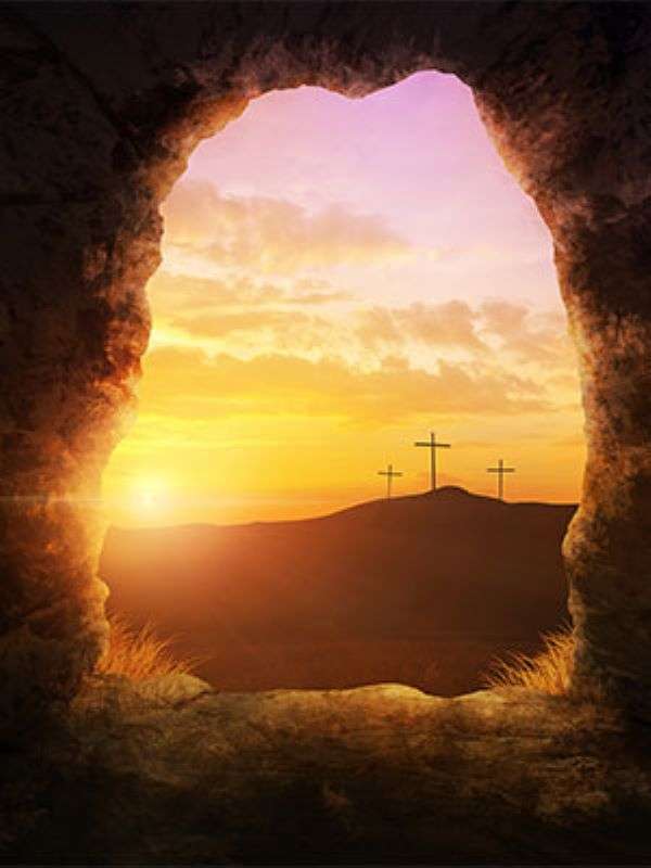 Golgotha ​​three crosses in the light jigsaw puzzle online