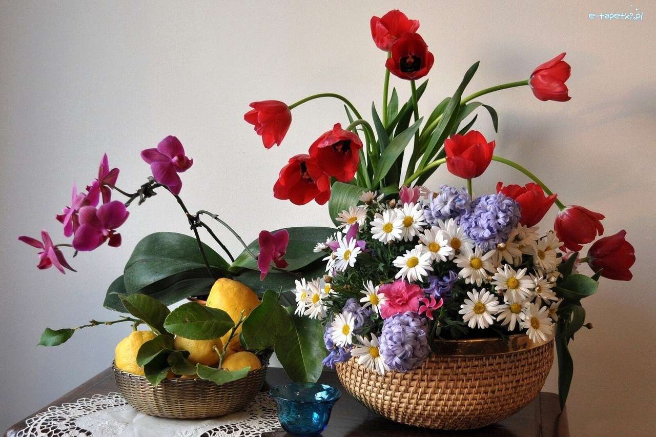 Букет от цветни цветя онлайн пъзел