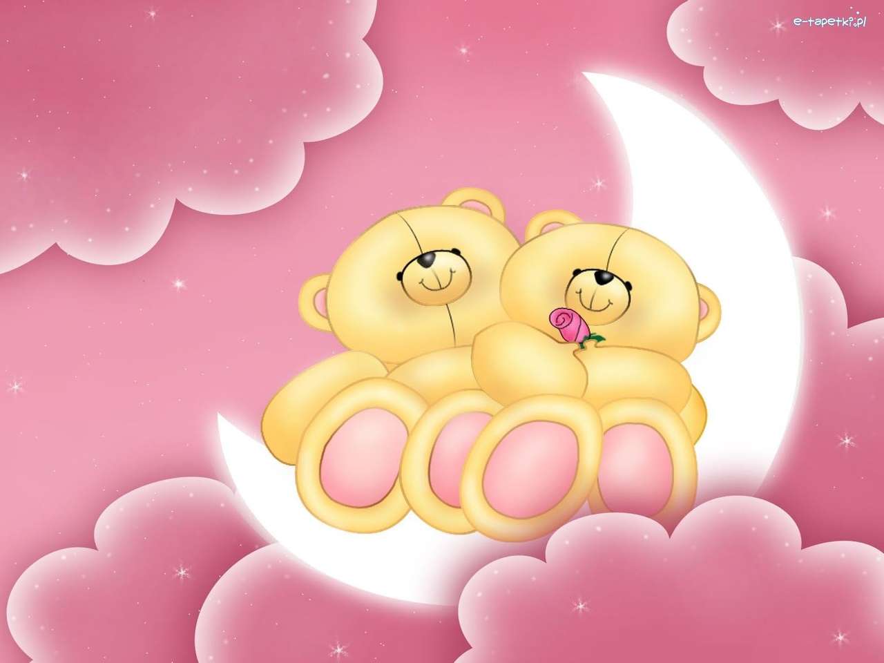 Two teddy bears, moon, clouds online puzzle