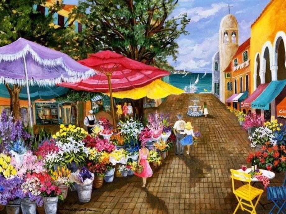 Flower market under the sun. puzzle