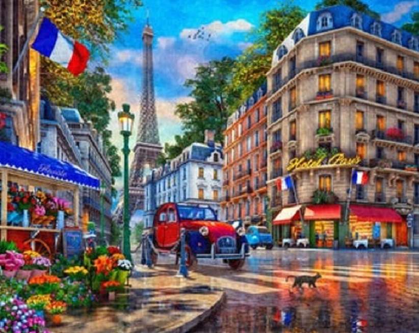 Auf den Straßen von Paris. Online-Puzzle
