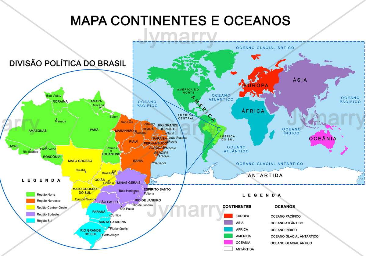 Χάρτης Mundi και χάρτη της Βραζιλίας online παζλ
