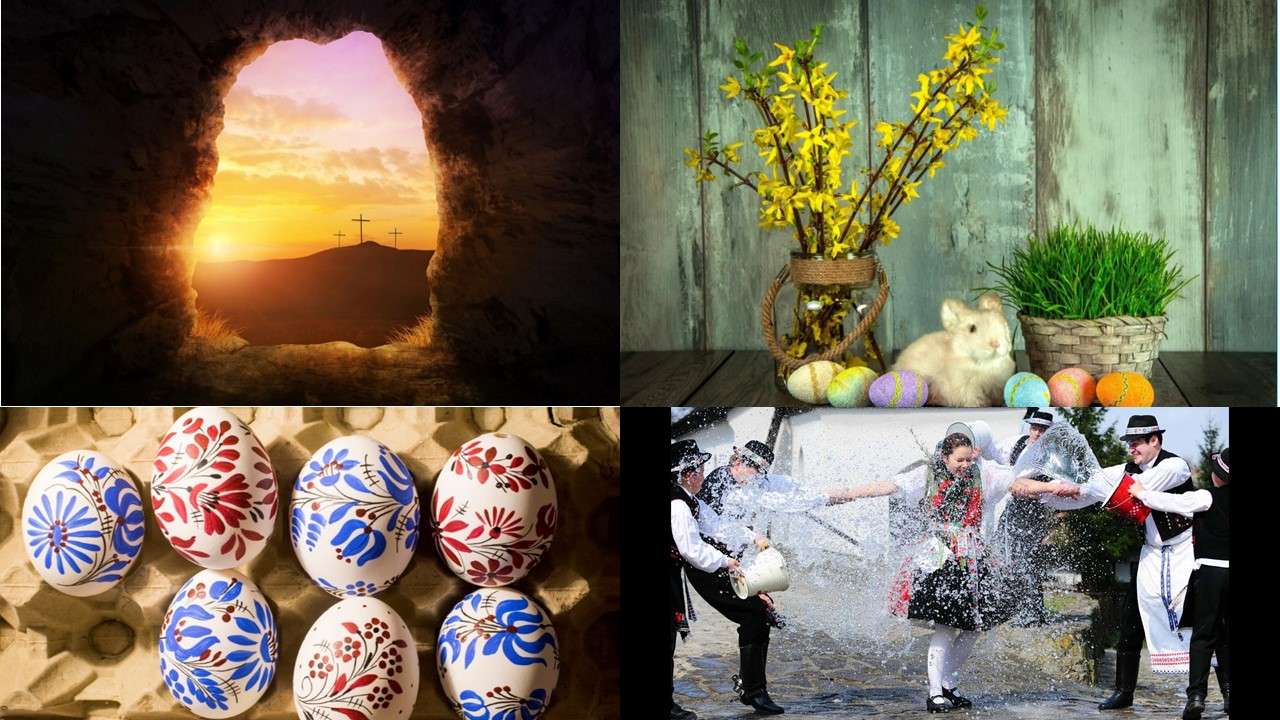 Pasqua - vacanza religiosa + simboli e simboli puzzle online