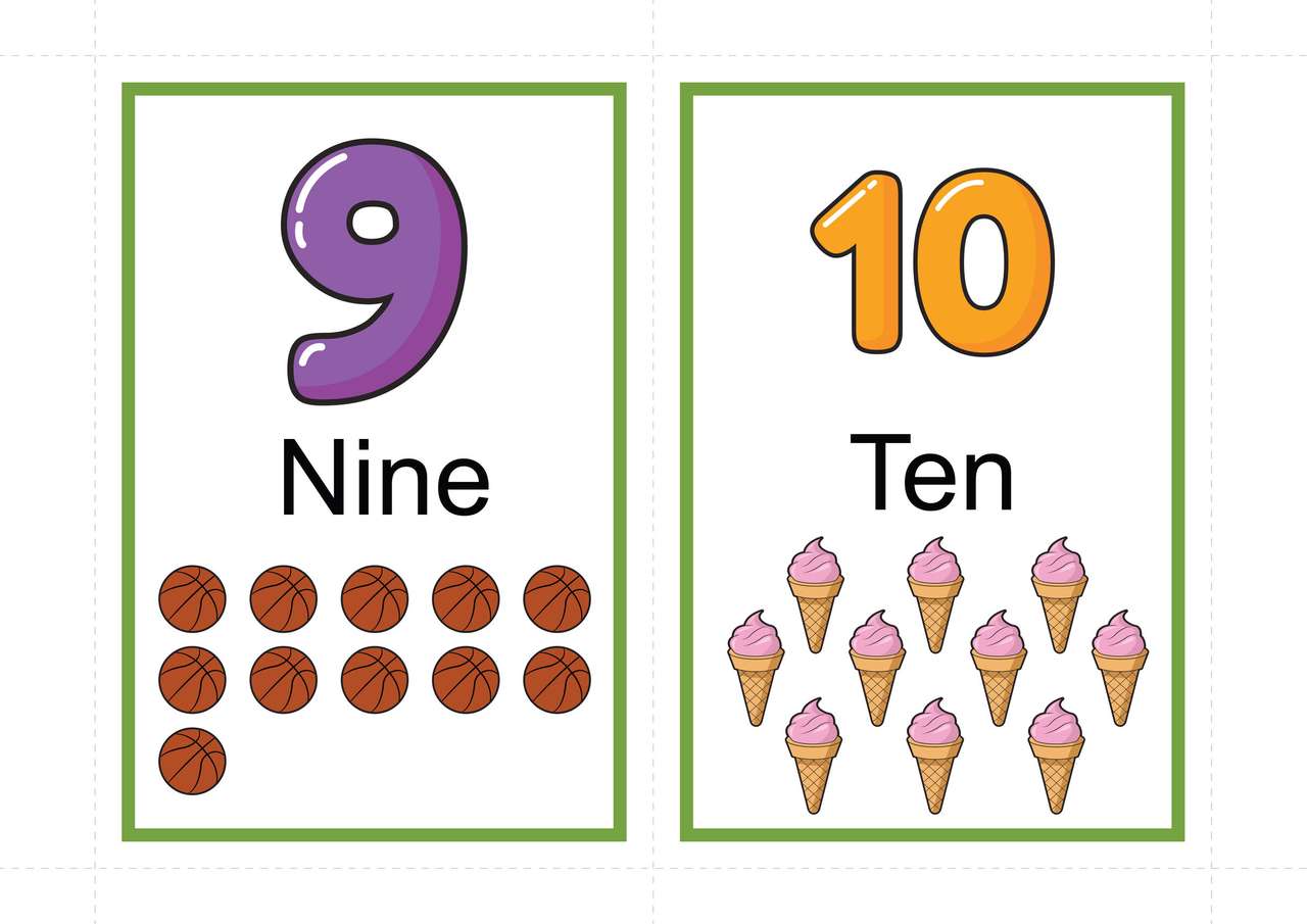 Aprende a contar 9 y 10. rompecabezas en línea
