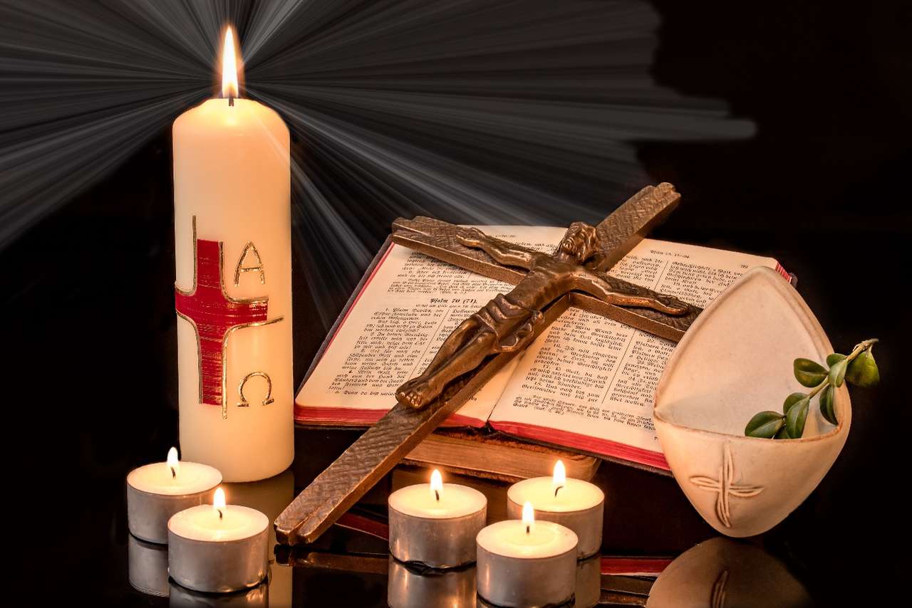 Pasen Palmzweil Consecration Cross Pasen Candle legpuzzel online
