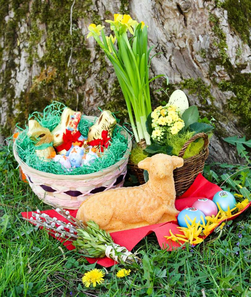 Velikonoční velikonoční košíky Osterlamm Velikonoční zvonky online puzzle