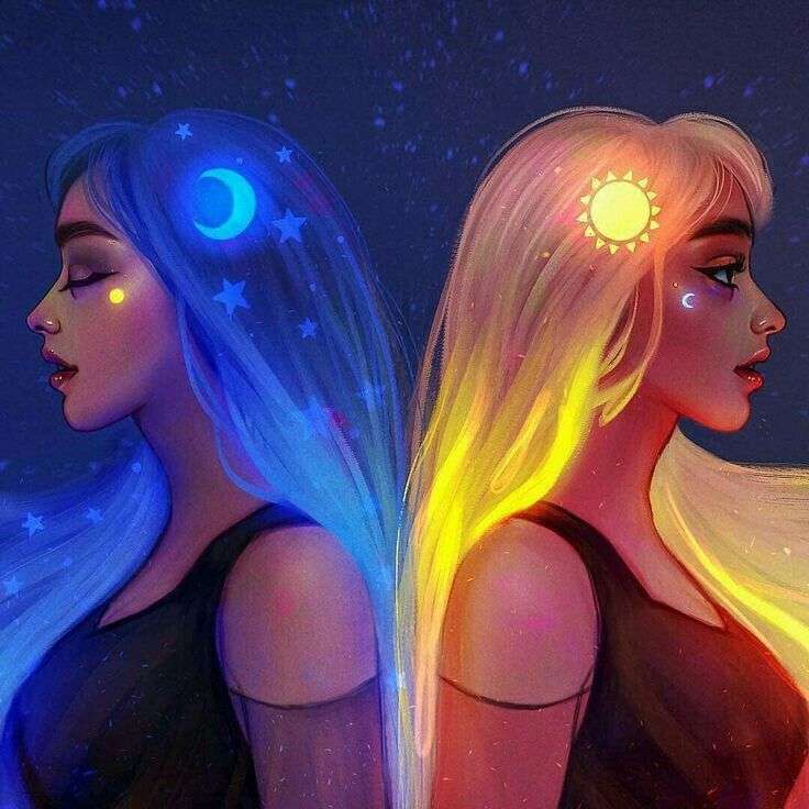 Луна и Солнце девушки онлайн-пазл