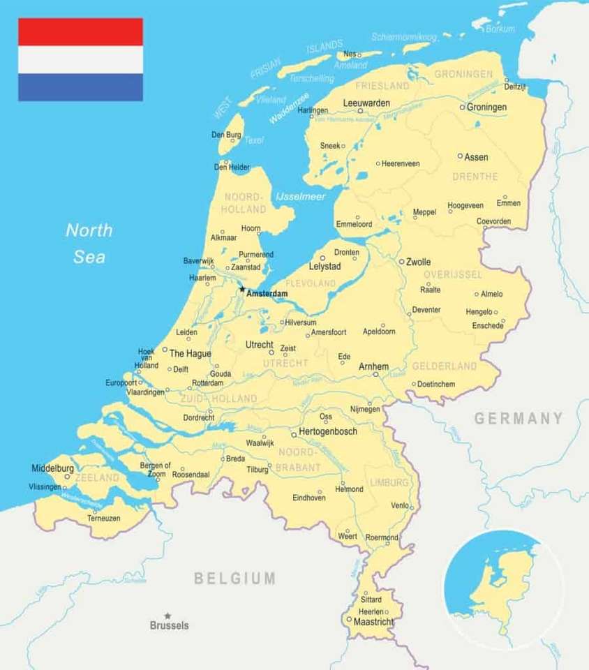 Kaart van Nederland online puzzel