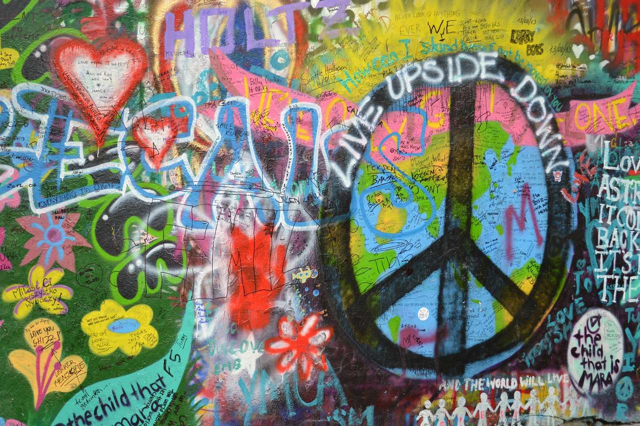 Wand der Lennon Prag Online-Puzzle