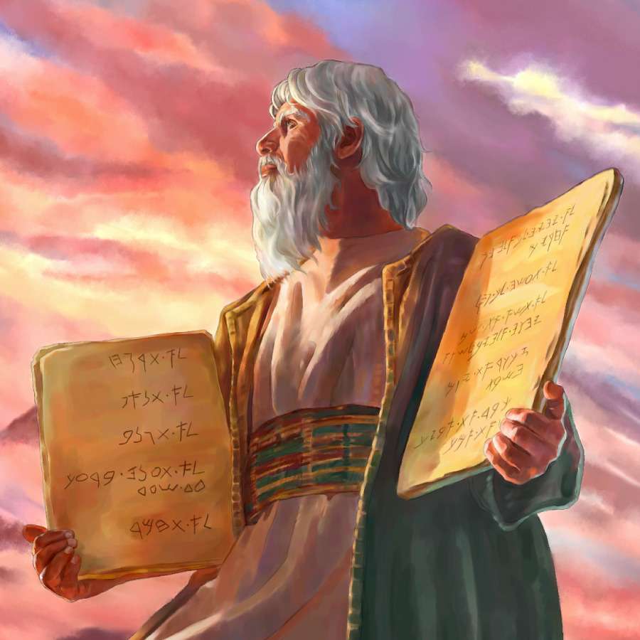 Moses mit Boards. Puzzlespiel online