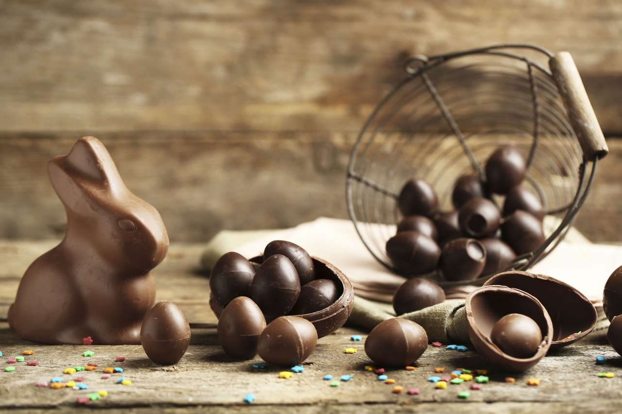 Шоколадов заек и яйца онлайн пъзел