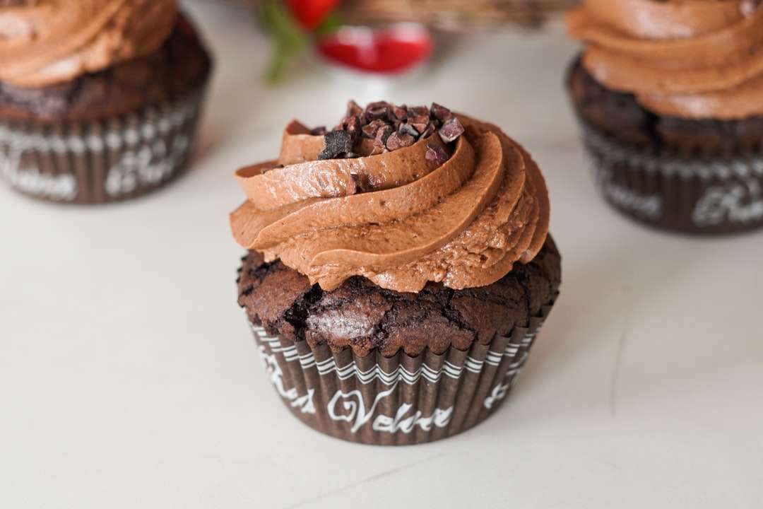 chocolate cupcake on white table jigsaw puzzle online