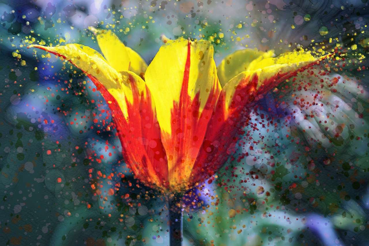 Tulipán en pintura rompecabezas en línea