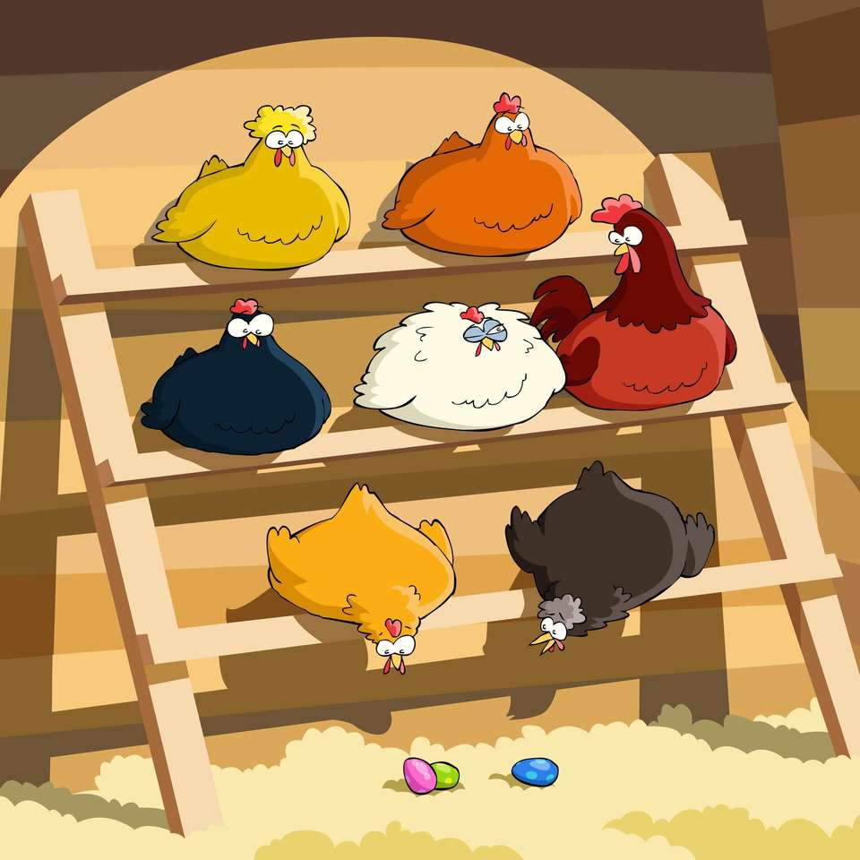 Kippen eten paaseieren legpuzzel online