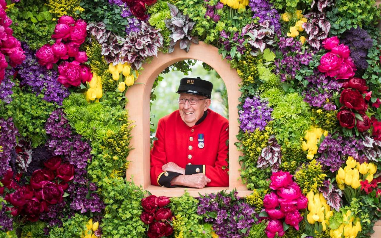 Flowerwall in Chelsea Flower Show Engeland legpuzzel online