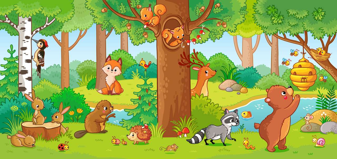 Pădurea plină de animale jigsaw puzzle online