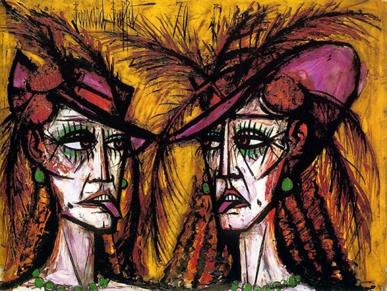 "Mulheres em chapéus (1970) de Bernard Buffet puzzle online