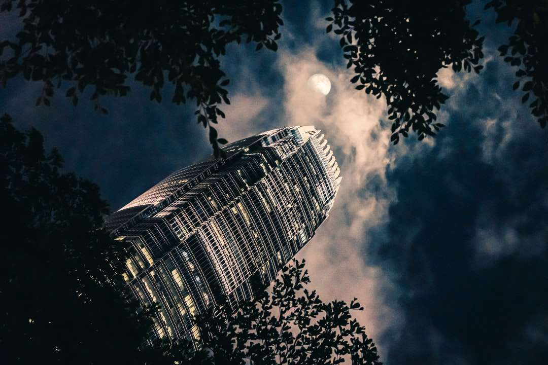 Foto di scala di grigi di alto edificio puzzle online