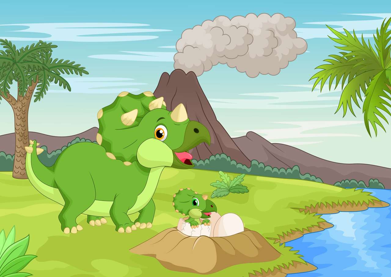 Triceratops met jong online puzzel