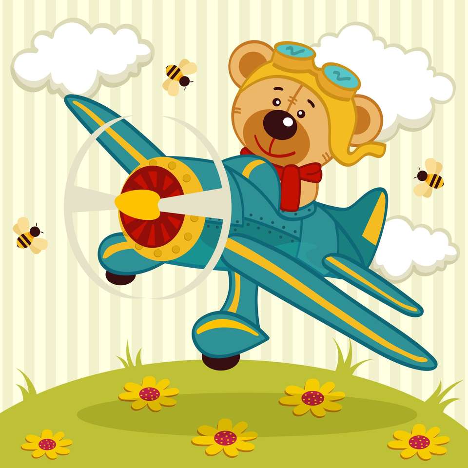 Teddybeer in het vliegtuig legpuzzel online