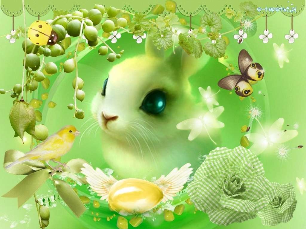 Bunny, uccello, uovo di Pasqua puzzle online