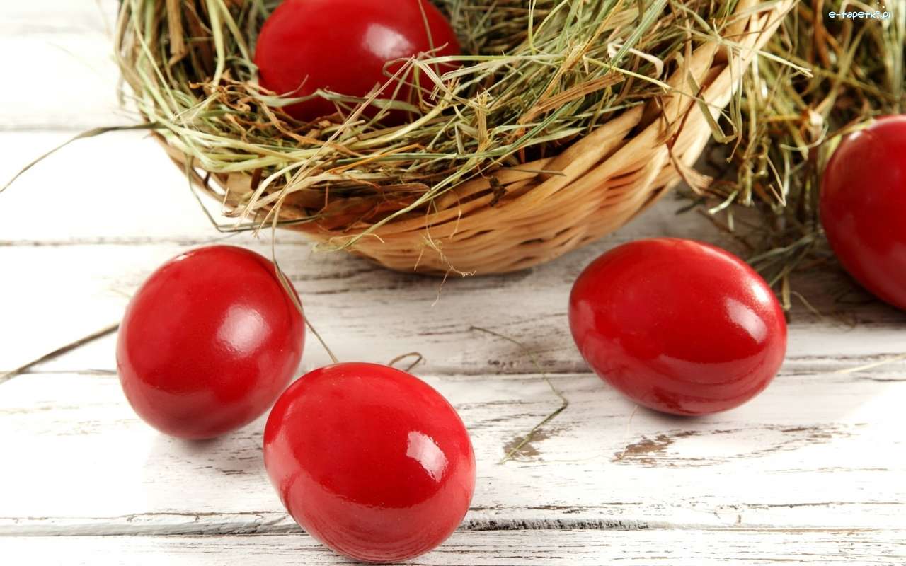 Vörös húsvéti tojások kirakós online