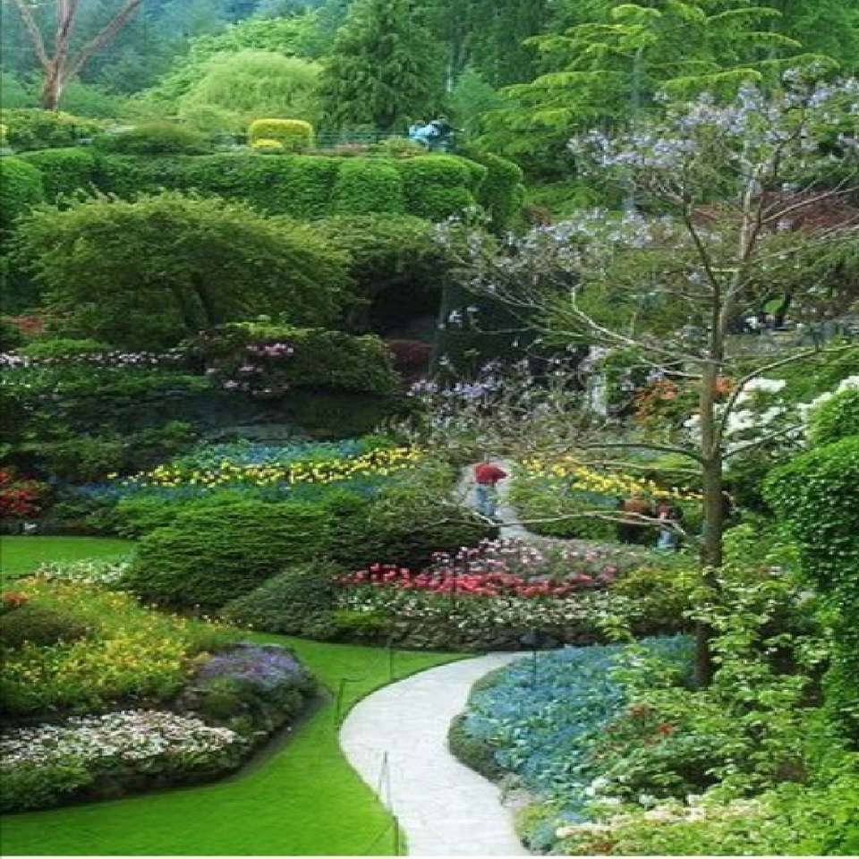 cestička vede krásnou zahradou пазл онлайн