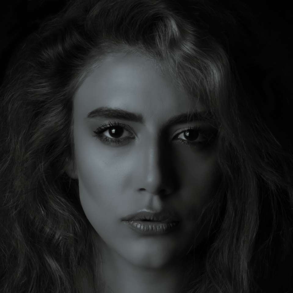 womans face in grayscale jigsaw puzzle online